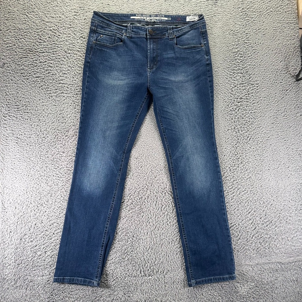 Projek Raw Jeans Mens 36x32 Blue Cotton Denim Straight Slim Workwear Stretch